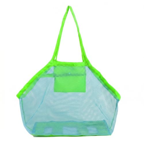 Large Mesh Beach Bag,Beach Toy Bag for Kids,Mesh Beach Bags,Foldable Toys Net Tote Bags Waterproof Lightweight for Sand Storage for Wet Towels Swim Pool Travel Essentials Accessories (40x24x38 cm)