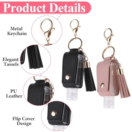 Molain 2 Pcs Hand Sanitizer Keychain, 30ml Portable Leather Key Chain — view 3