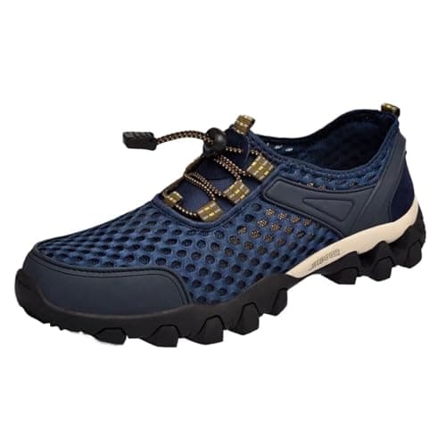 Men Summer Mesh Breathable Hiking Shoes Comfortable Walking Shoes Outdoor Travel Shoes Fashion Casual Sports Shoes Fashion Sneaker Men 12 (Blue, 7)