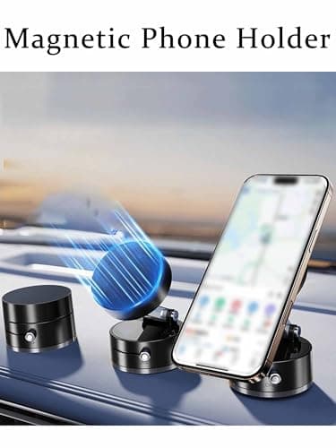 Woolcar Magnetic Phone Holder, 360° Adjustable Woolcar- Wool Car Phone Holder, Portable Dual-Sided Magnetic Suction Vacuum Phone Stand, Retractable Magnetic for All Phones-Black (Black) — view 2