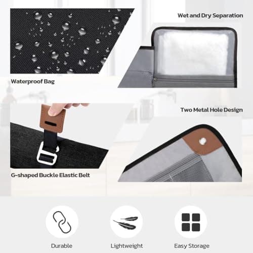 Abbdbd Leather Roll Up Toiletry Bag Water Resistant Shaving Kit Bag Portable Makeup Bag for Bathroom Gym Business Trip — view 6