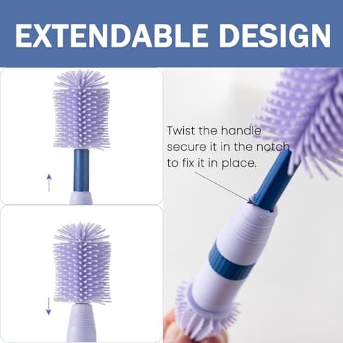 6-in-1 Travel Bottle Brush Set for Baby Bottles Under 8 OZ, Purple — view 2