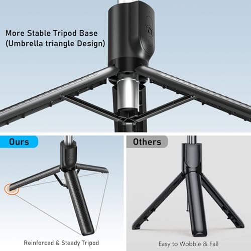 POWOMAO Selfie Stick Tripod with Fill Light,125cm Telescopic Phone Tripod — view 4