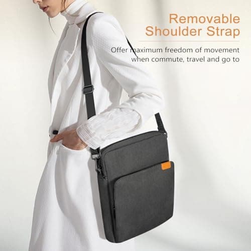 TiMOVO 13 Inch Tablet Sleeve with Shoulder Strap, Black & Gray — view 6