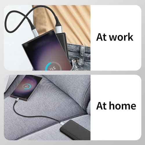 USB C Charger Cable 20CM 2Pack, Nylon Braided Short USB C Cable 3A Type C Fast Charging Cord USB A to USB C Lead for Samsung Galaxy S23 S22 S21 S20 S9 S8, Note 10 9 8, Pixel 8 7 6, PS5 — view 6