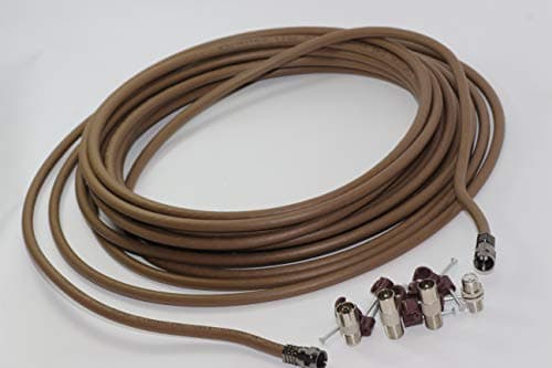 Universal Satellite and Aerial Extension Cable Kit With Cable Clips and Adaptors (10M, Brown) — view 2