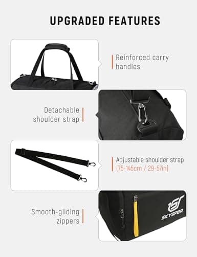 SKYSPER 30L Gym Duffel - Sports Bag Small with Wet Pocket for Sport, Travel, Fitness & Workout Men Women(Black) — view 4