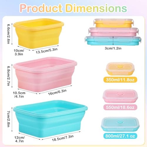 Zourglow 3Pcs Silicone Collapsible Camping Bowl, 350 + 550 + 800 ml — view 2