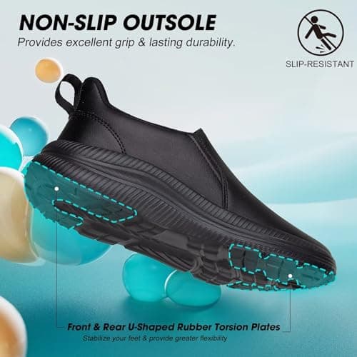 ZOVE Wide Fit Shoes Womens Wide Toe Box Slip On Leather Walking Shoes Ultra Light Extra Wide Fit Casual Sneakers Non-Slip Comfortable Sneakers 88166 Full Black 40 — view 5