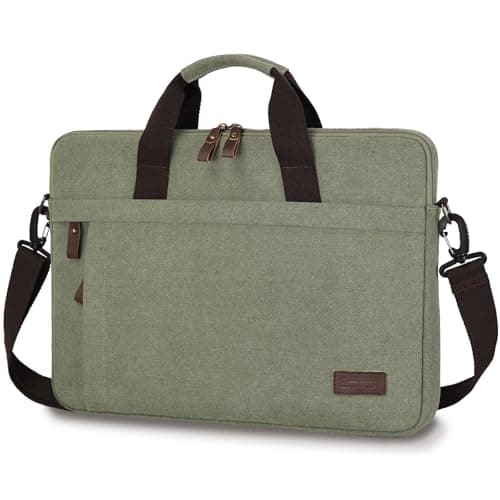 Estarer Laptop Messenger Bag 17-17.3 Inch Mens Satchel Shoulder Bag for Work (Green-slim, 17-17.3 Inch)