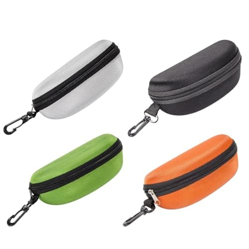 4 Pieces Portable Hard Sunglasses Case, Glasses Case Holder With Carabiner, Portable Travel Zipper Hard Eyeglasses, For Cycling Hiking Travel Outdoor Activities.