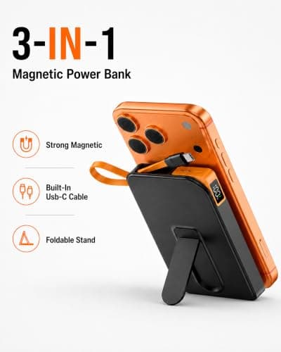 for MagSafe Power Bank iPhone 12-17, Portable Charger with USB-C Cable — view 2