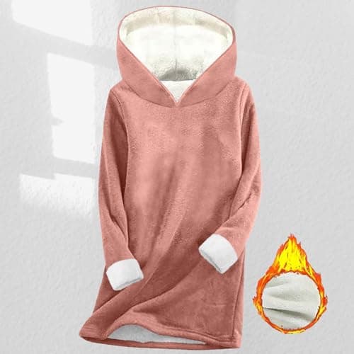 Thermal Sweatshirt Mom With Hood Plus Size Fleece Warm Thermal Hoodie Fleece Quality Top Windbreaker Knit Sweater Packable Flexible Fabric Holiday Travel Comfortable Breathable Lightweight Soft Touch — view 2