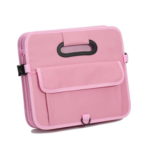 austoces Car Boot Organizer,Collapsible Durable Multi Compartments Car Storage Organiser With Adjustable Straps (Pink) — view 2