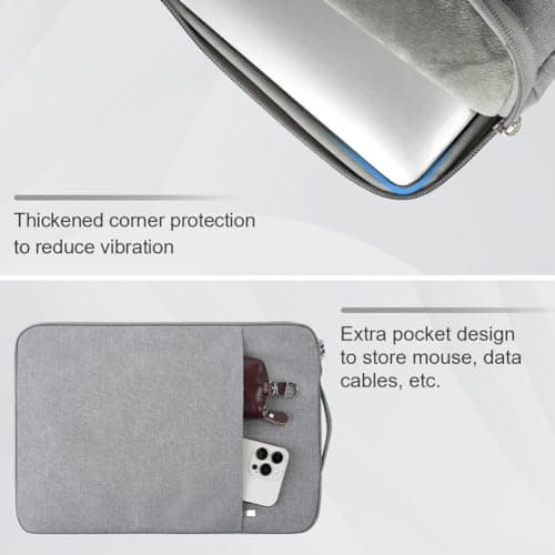 Flintronic Laptop Sleeve for 15.6 Inch, Portable Water Resistant Mens Lap-top Bag with Pockets and Compartments, Compatible with MacBook, Asus, Dell, HUAWEI 15.6 Inch Laptop (Light Gray) — view 4