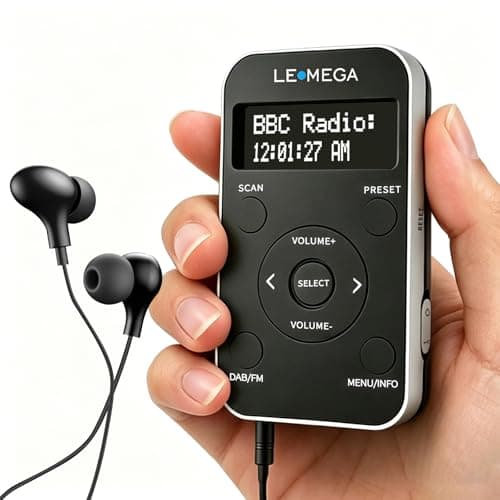 LEMEGA PR1L Pocket DAB FM Radio,Rechargeable,Earphones,Black/Silver