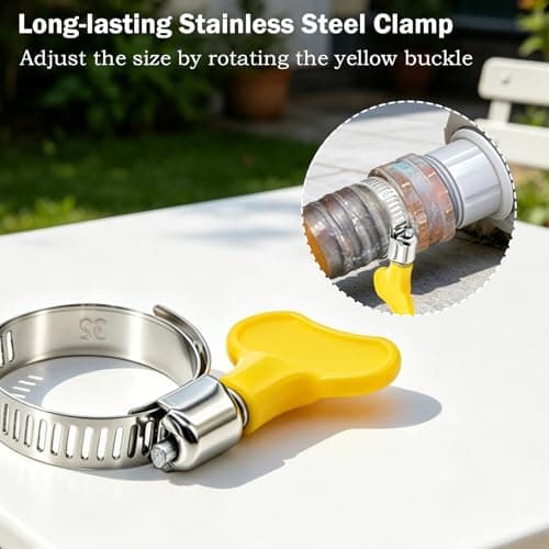 CYUXING 4Pcs Pool Hose Drain Adapter with Garden Clamps, Connects To Garden Water Pipes, Suitable For Coleman Bestway Above Ground Pool Drain Plug, Stainless Steel — view 5