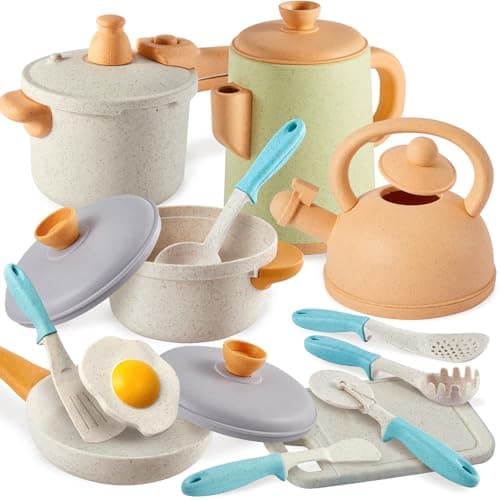 BUYGER Pretend Play Kitchen Toy Set Accessories for Kids 3 Years Old
