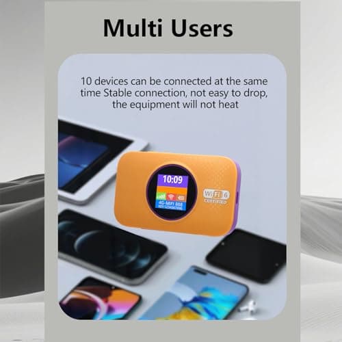 ZDAGELD 4G LTE WiFi 6 Mobile Hotspot, 300Mbps Portable Unlocked SIM Card Router with 3000mAh Battery, Connect Up to 10 Devices, High Speed Wireless Mifi Dongle for Home, Office, and Travel (Orange) — view 5
