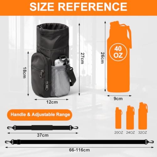 Vicloon Water Bottle Carrier Bag with Shoulder Strap, Fits up to 40oz — view 2