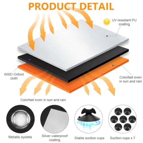 AUAUY No Drill Blackout Blinds Stick On Windows, 600D Oxford (96Wx93H cm) — view 3