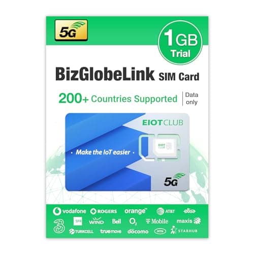 EIOTCLUB BizGlobeLink Prepaid SIM Card International Use 200 Countries Data 5G/4G LTE No Contract Rechargeable Mobile Phones Wi-Fi Routers