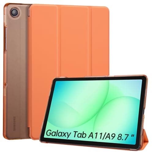 CoBak Case For Samsung Galaxy Tab A11 (2025) / A9 (2023) 8.7 Inch - PU Leather Smart Tablet Cover, Translucent Hard Shell, Two Viewing Angles, Orange