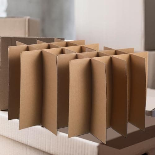 WHAMVOX 5pcs Moving Boxes for Glasses with Paper Cardboard Cell Dividers, Individual Compartments, Reusable Packing Box Inserts for Transporting Fragile Items and Shipping — view 6