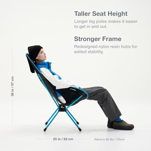 Helinox Sunset Chair (re), Packable Outdoor Furniture, Summer Vacation Holiday Seat, Foldable, Lightweight High-Back Comfort, Sustainable Eco-Friendly Materials, 3.66 lbs(1.6 kg), Blackout Edition — view 2