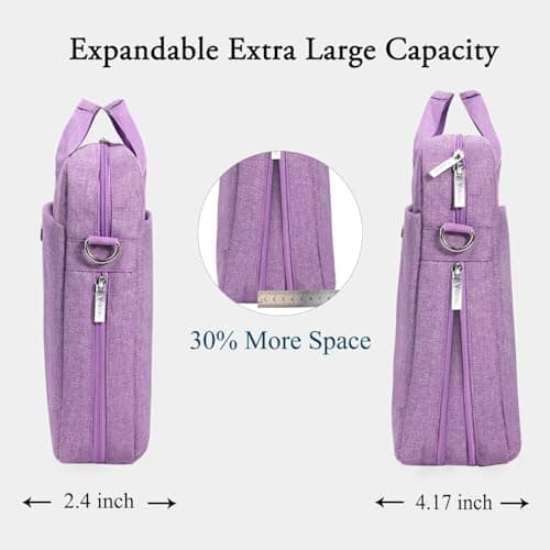 Voova Laptop Bag Case 17 17.3 Inch Computer Sleeve Messenger Bag, Lavender — view 4