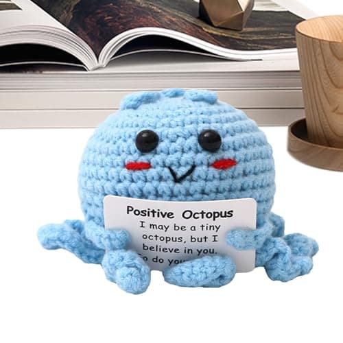 Positive Animals – Knitted Octopus Doll With Encouragement Card | Motivational Toy For Students Teachers Men Women Girls Boys Coworkers | Handcrafted Crochet Gift — view 4