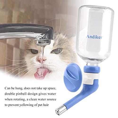 Andiker No-Drip Pet Water Dispenser,Dog Kennel Cage Water Bottle Drinker Kettle for Pets can be Raised and Lowered Drinking Water Feeding Water (Blue) — view 4