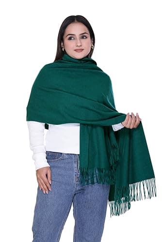 World of Shawls Womens Cashmere Feel Scarf Pashmina Shawl and Wraps Large Soft, Warm, Lightweight & Elegant, Winter Blanket Ladies Perfect for Winter, Travel, Weddings or Gift (Teal)
