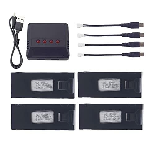 4pcs 3.7V 1800mAh Li-ION Batteries & 1PCS 4 in 1 Charger for E88 E88PRO E88MAX E525 E99 E99PRO P1 P5PRO K3 S1 P8 Quadcopter Remote Control