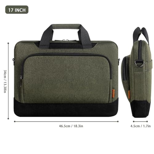 DOMISO 17-17.3 Inch Laptop Sleeve Business Briefcase Laptop Shoulder Bag Compatible with 17" Laptops/ 17.3" HP Pavilion 17/MSI GS73VR Stealth Pro/Dell/Acer/ASUS,Dark Green — view 6