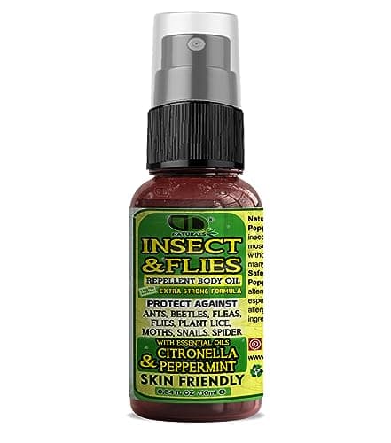DD Teck Mosquito Repellent, Insect Repellent, Fly & Tick Repellent Body Oil with Citronella & Peppermint Essential Oils for All Body Types DEET-Free. Safe for Women & Kids. Travel Size (10ml Spray)