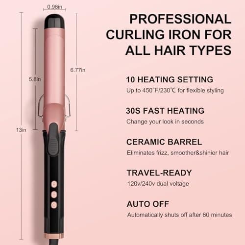 JAETON 25mm Curling Tong, Hair Curler for Natural Waves and Curls 100-230℃ — view 5