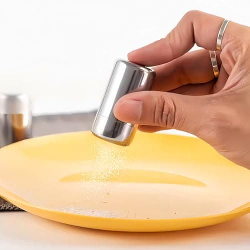 Travel Salt and Pepper Shakers Set 2 PCS, Mini Stai/nless Steel Spice Shakers with Transparent Lid, Leakproof Lightweight Camping Condiment Pots for Kitchen, Outdoor BBQ, Picnic & Hiking — view 5
