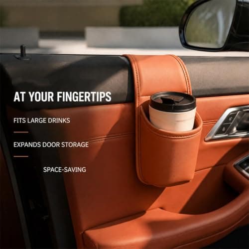 Car Door Storage Pocket, Car Door Cup Holder (Orange) — view 3