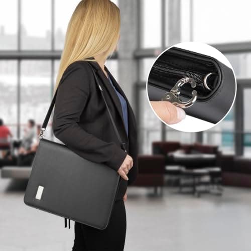 ONVAYA® Conference Folder A4 with Adjustable Shoulder Strap | Document Folder | Organizer Pocket to Carry Around | Imitation Leather | incl. pad — view 2