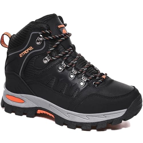 HODTOB Hiking Boots Mens Womens Lace-up Non-Slip Outdoor Men Women Mountain Trekking Shoes for All Season Walking Travelling Backpacking Camping Shoes Sneaker Black 8.5UK