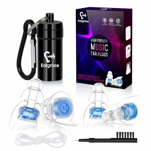 High Fidelity Concert Ear Plugs, Eargrace 2 Pairs Hearing Protection Noise Reduction Musicians Ear Plugs with Aluminum Carry Case for Musicians, DJ, Festival, Motorcyclists and Loud Events(23dB)
