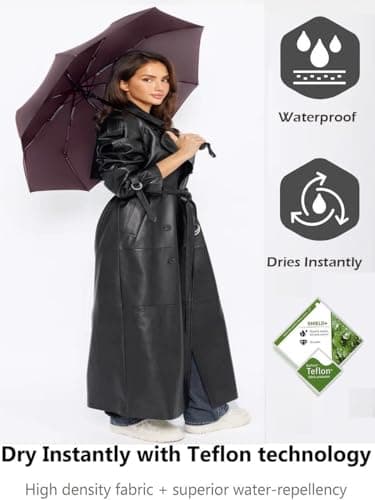 UK-UNIQUE Windproof Travel Umbrella - Compact, Light, Automatic, Strong and Portable - Wind Resistant, Small Folding Backpack Umbrella for Rain - Men and Women (Brown) — view 4