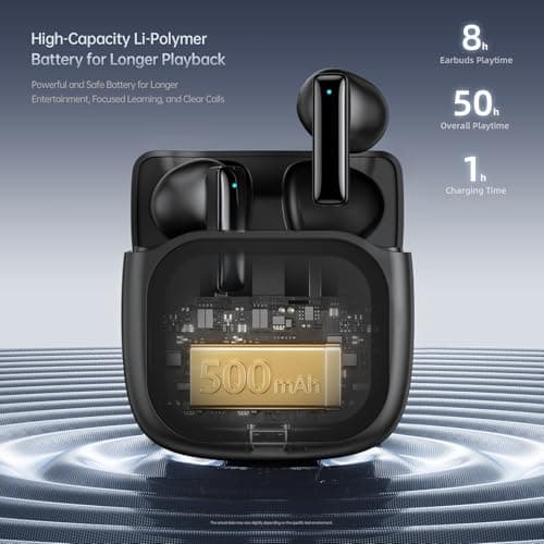 PORTENTUM Wireless earbuds – Customisable LED Touchscreen – Dual ENC Noise cancelling – Headphones bluetooth 5.4 – 50h battery – Touch control Earphones – HiFi bass – Comfortable fit ear buds – USB-C — view 6