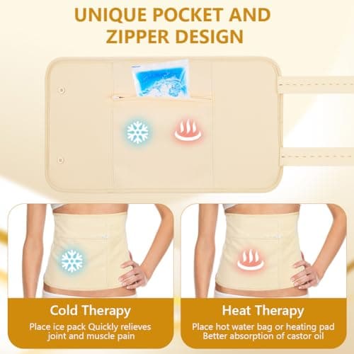 AOOWU Castor Oil Pack, 2PCS Reusable Castor Oil Pack Wrap Kit, Organic Castor Oil Compression Wrap for Liver Detox with Storage Bag, Castor Oil Wrap Machine Washable Anti Oil Leak (Oil Not Included) — view 4
