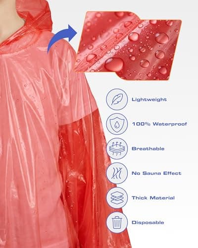 Hagon PRO Ponchos de Pluie Jetables pour Adultes Disposable Rain Ponchos for Adults, — view 5