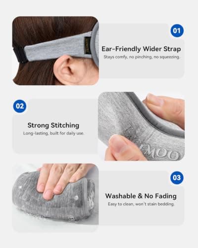 Blackout Eye Mask for Sleeping, 3D Weighted Sleep Mask for Airplane Travel — view 6