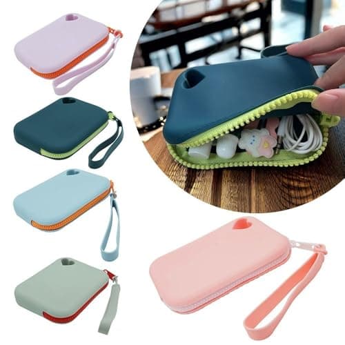 Small Silicone Makeup Bag,Small Coin Purse with Handle Portable Zipper Storage Pouch for Home Travel Organization — view 5