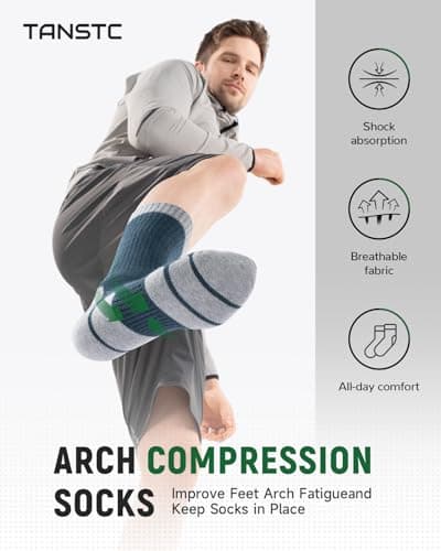 TANSTC Merino Wool Hiking Socks, Cushioned Walking Socks for Men Women — view 5