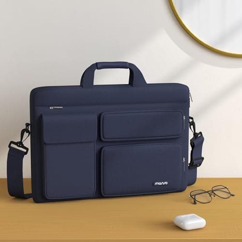 MOSISO Laptop Shoulder Bag 16 inch, 15.6 inch Laptop Case, Navy Blue — view 3